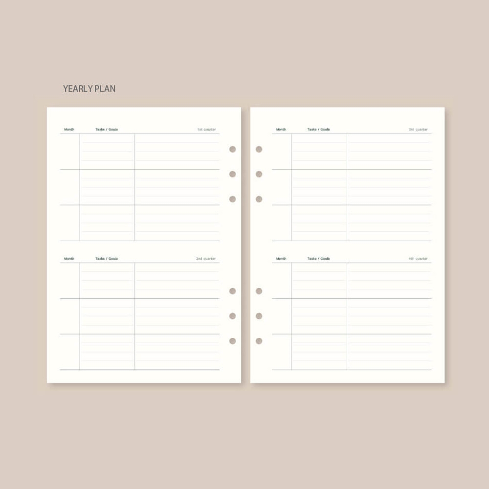Attitude 6 ring A5 Undated Weekly Planner Refills Set