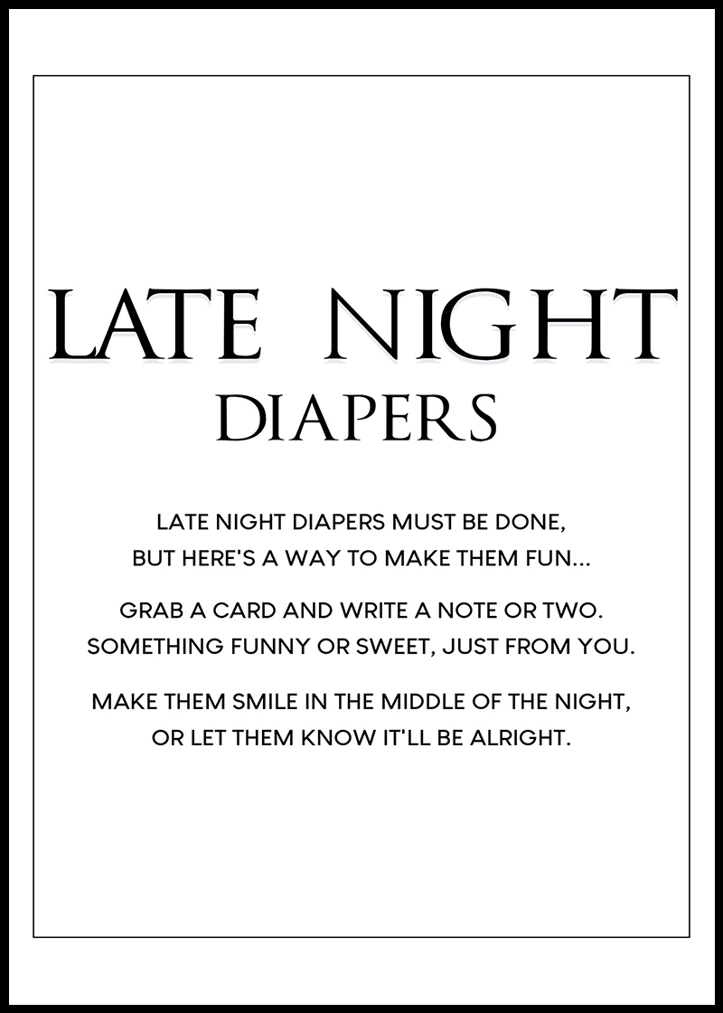 Free Printable Late Night Diaper Sign