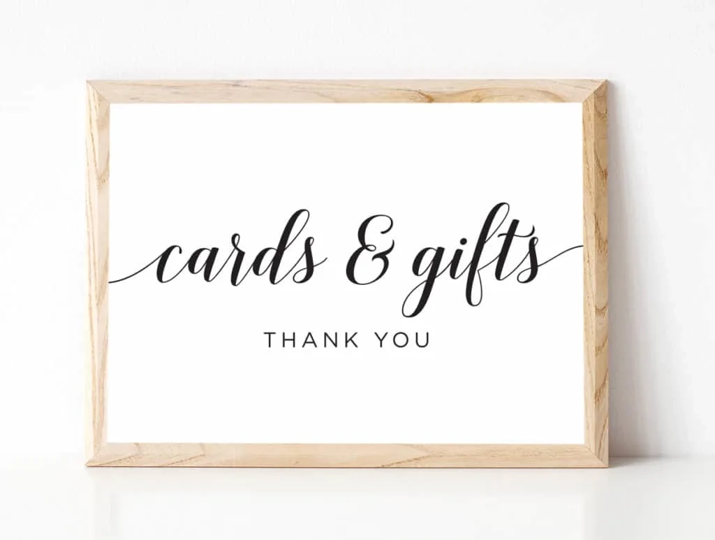 Gift Table Sign Free Printable