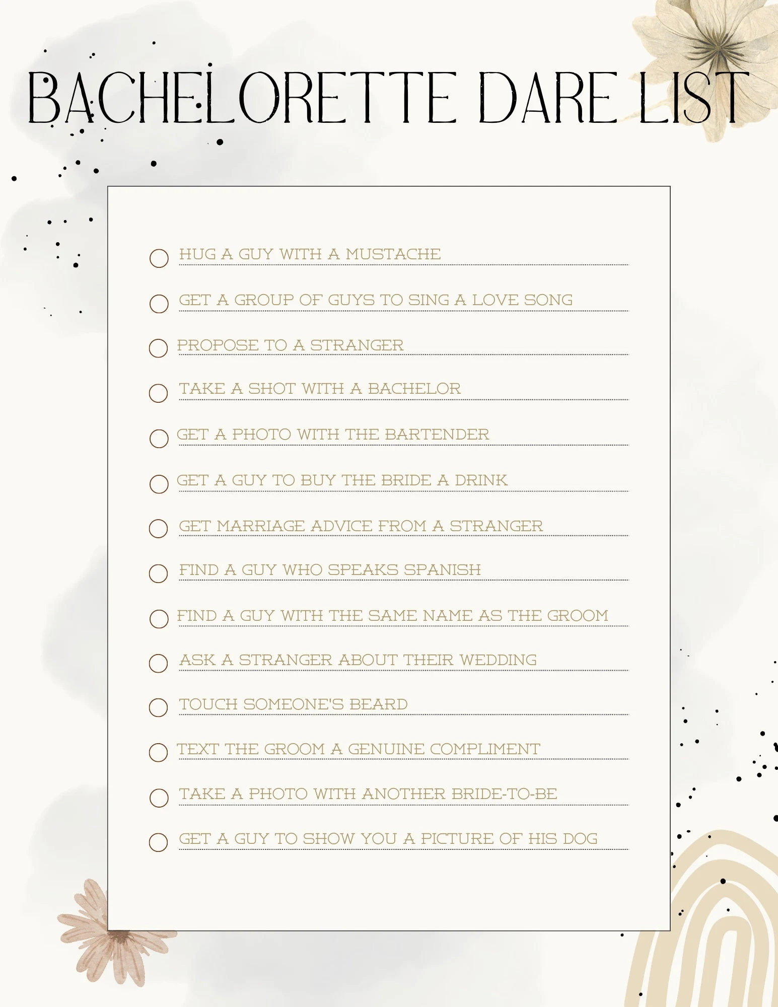 Bachelorette Dare List For A Fun Night Out With The Girls Etsy Bachelorette Dare List For A Fun Night Out With The Girls Etsy