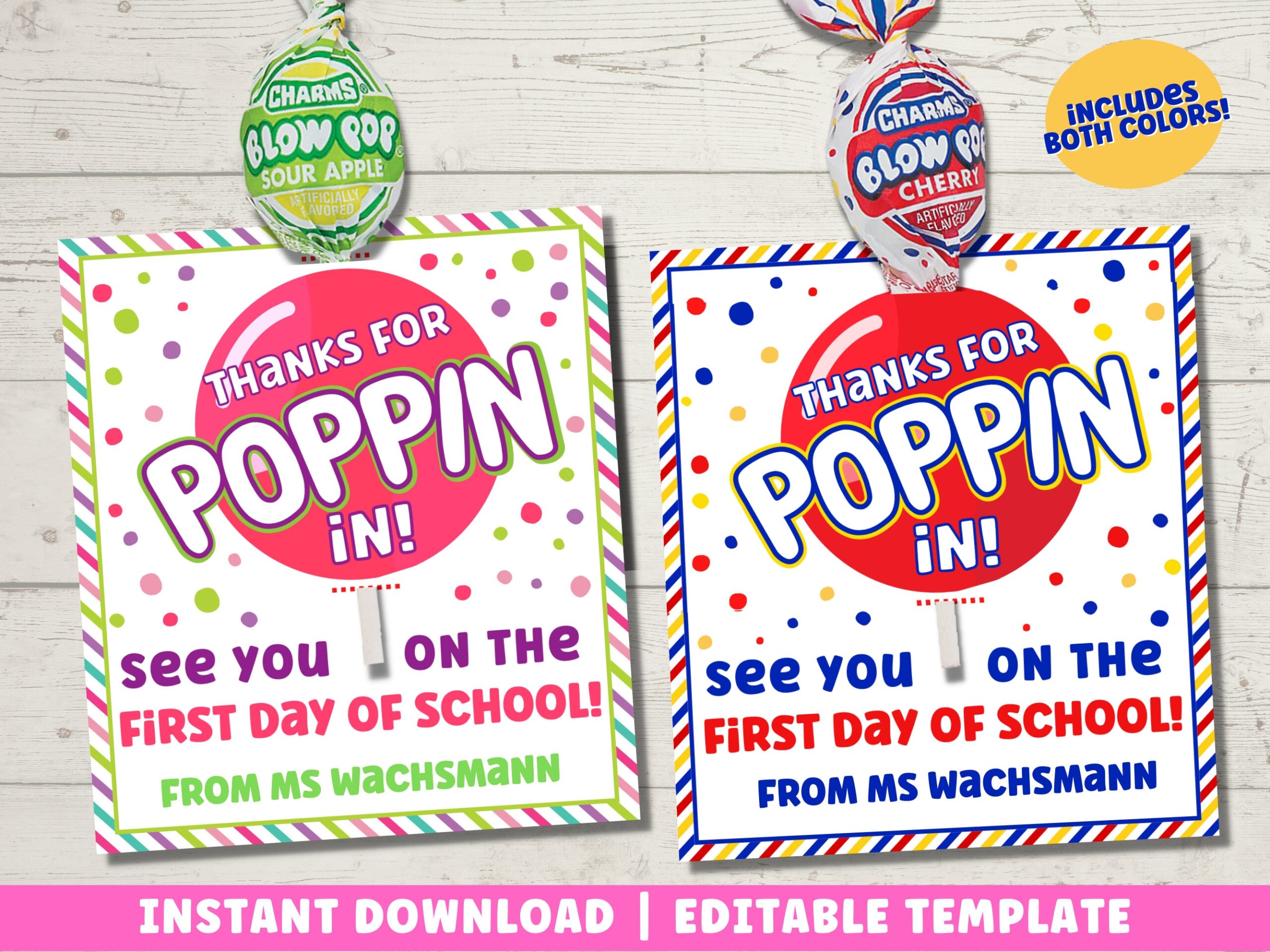 Back To School Lollipop Tag Printable Thanks For Popping In 
