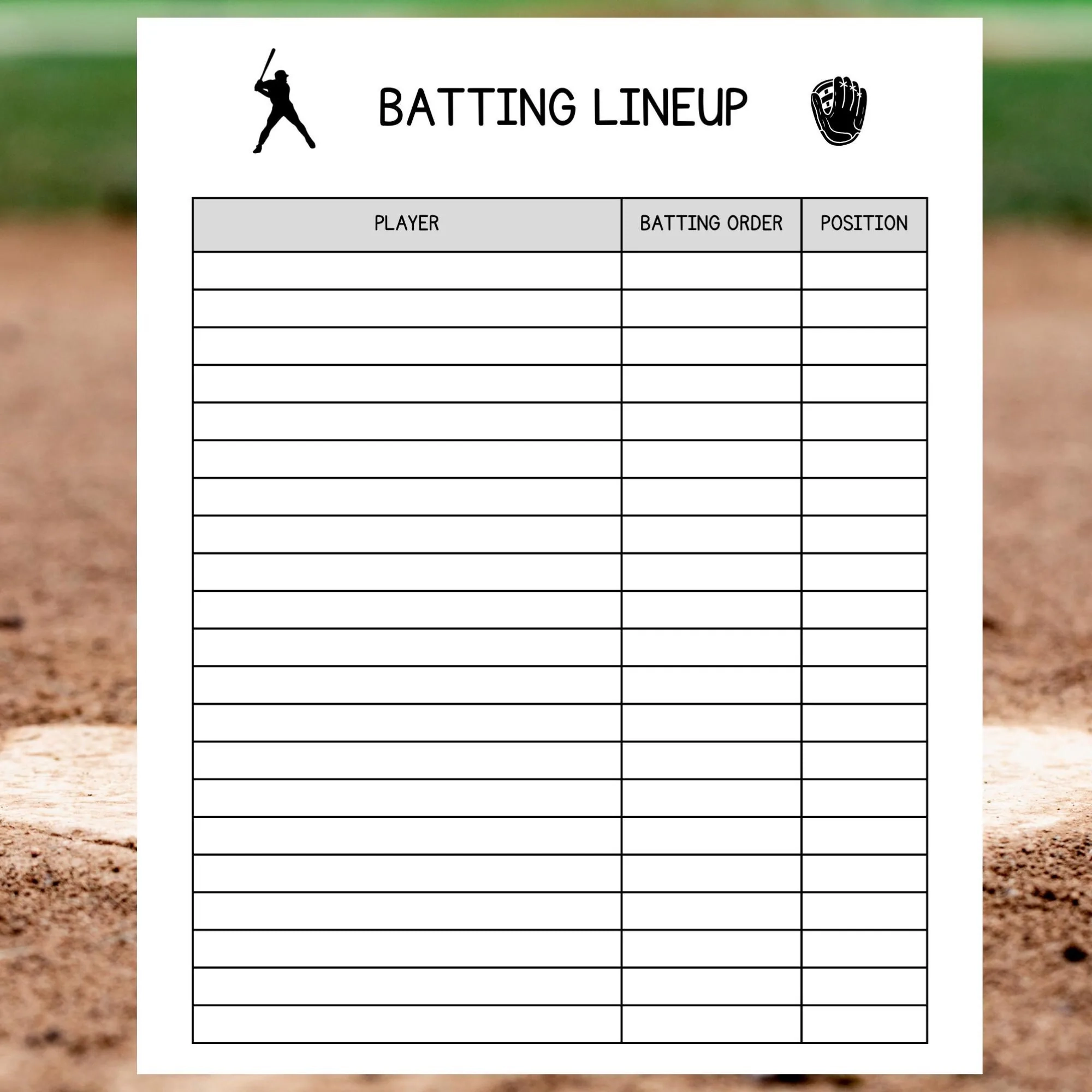 Baseball Softball Lineup And Field Position Sheet Batting Order Baseball Softball Lineup And Field Position Sheet Batting Order