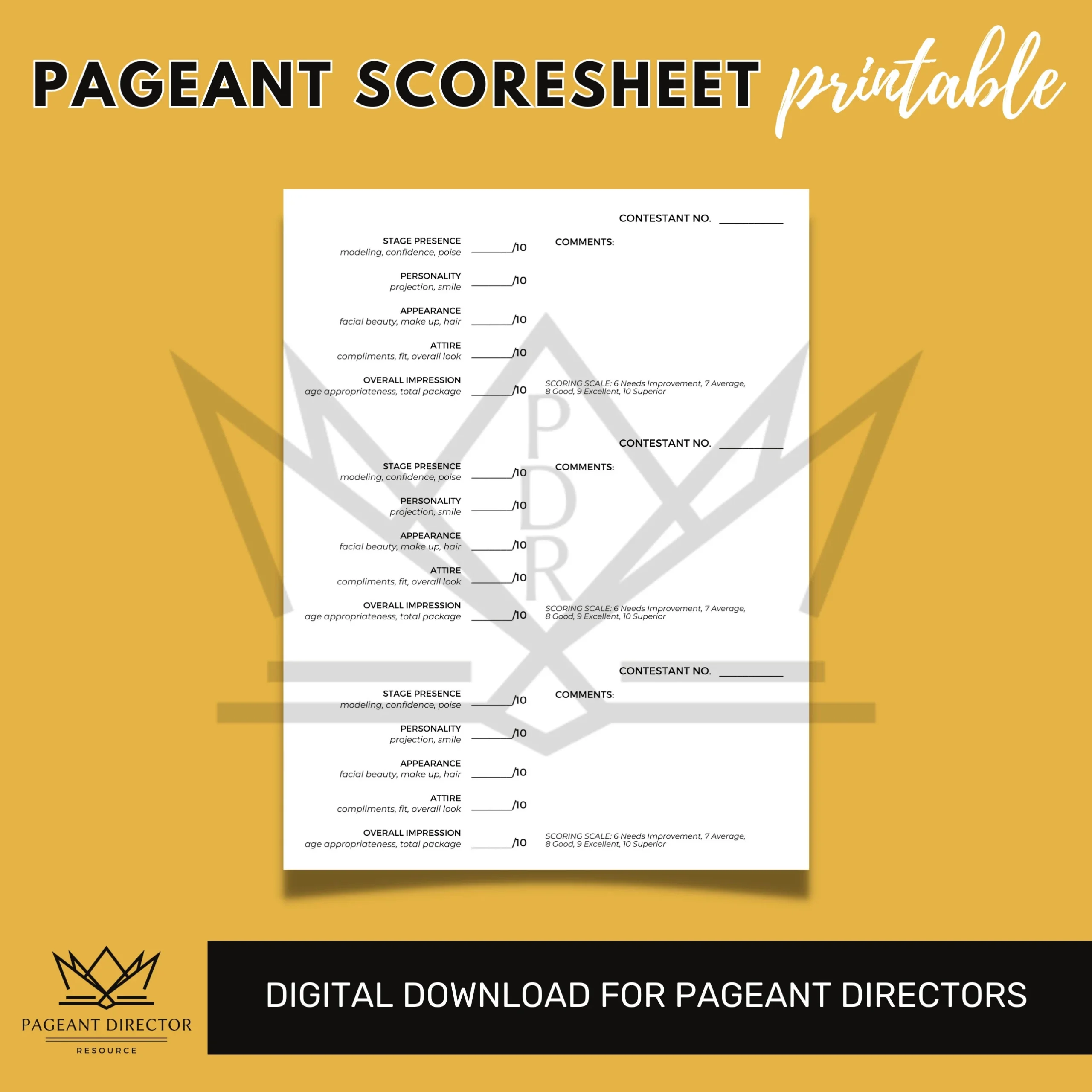 Printable Beauty Pageant Score Sheet Printable Beauty Pageant Score Sheet