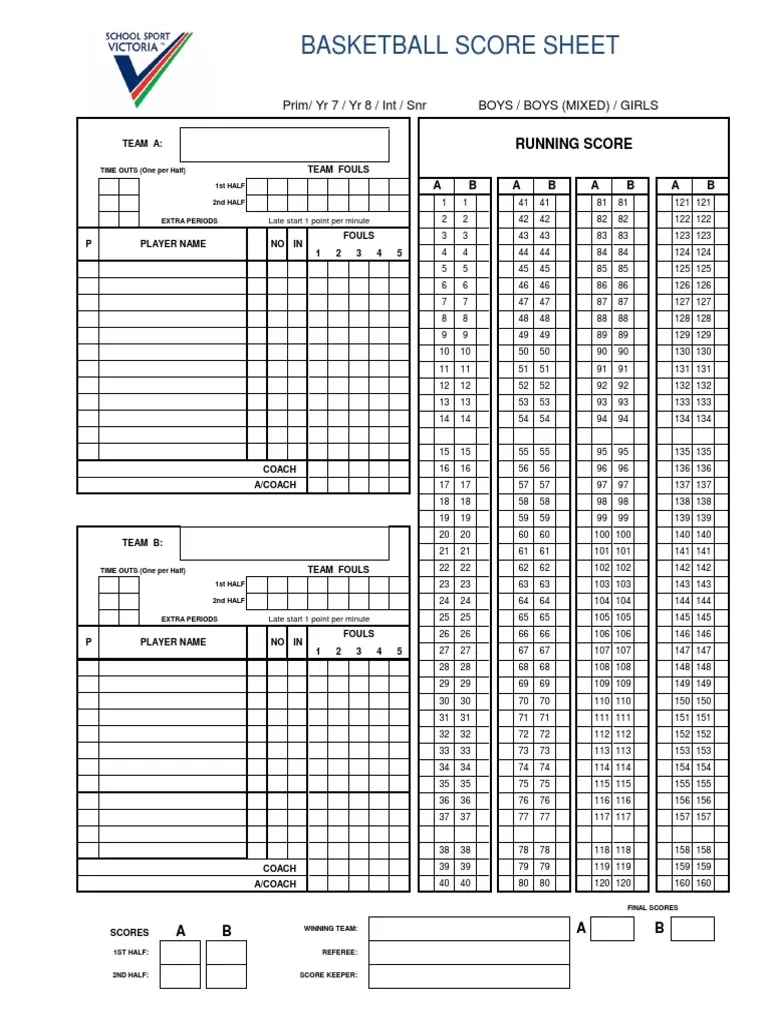 Basketball Score Sheet PDF Sports Team Sports Basketball Score Sheet PDF Sports Team Sports