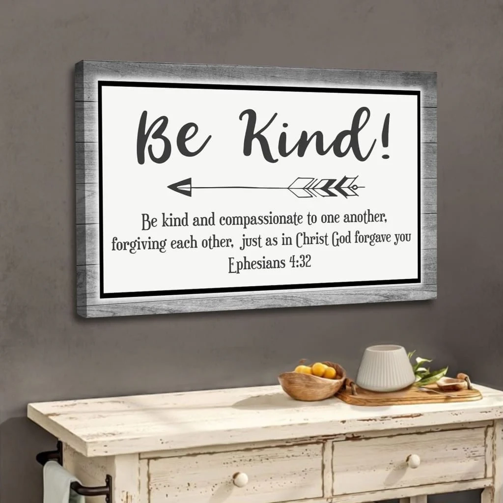 Be Kind Sign Be Kind And Compassionate To One Another Wall Art 