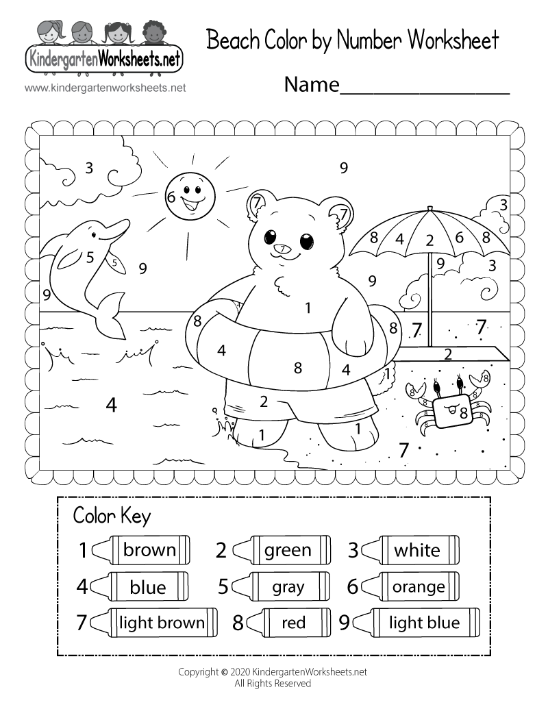 Printable Beach Color Sheets For Kinder