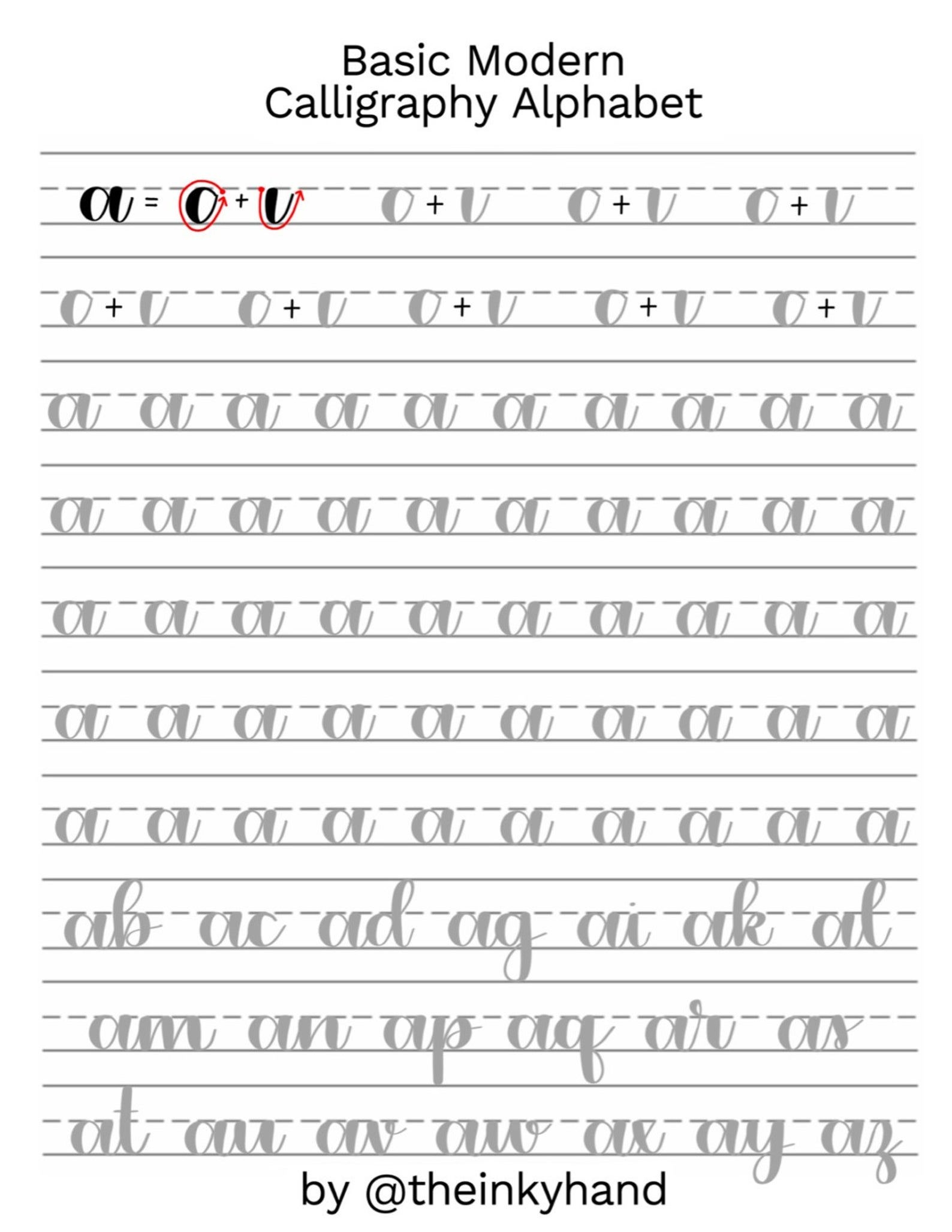 Calligraphy Basics Practice Sheets Free Printable