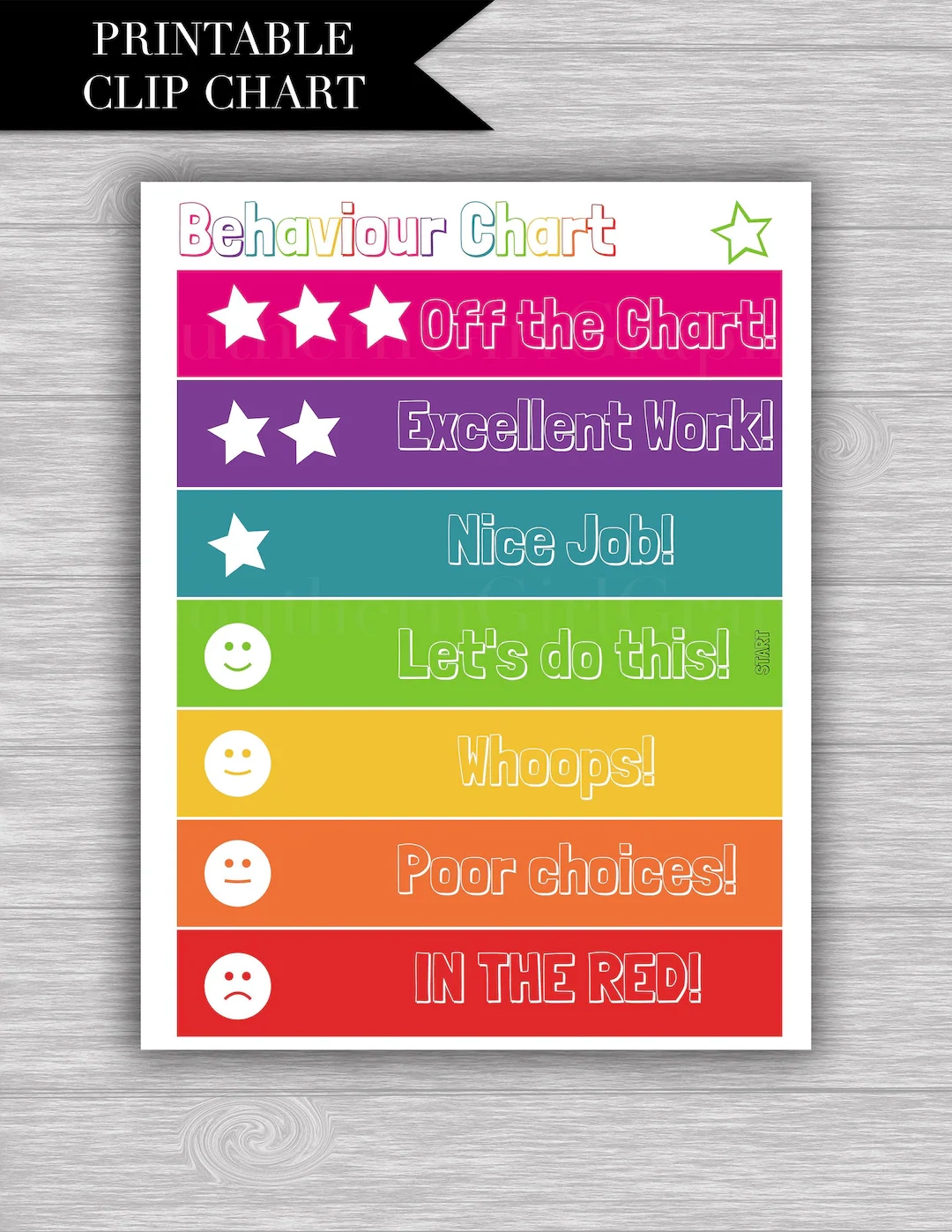 Free Behavior Clip Chart Printables