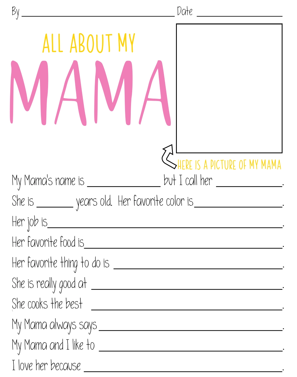 Best Free Printable Mother s Day Questionnaire For Kids All 