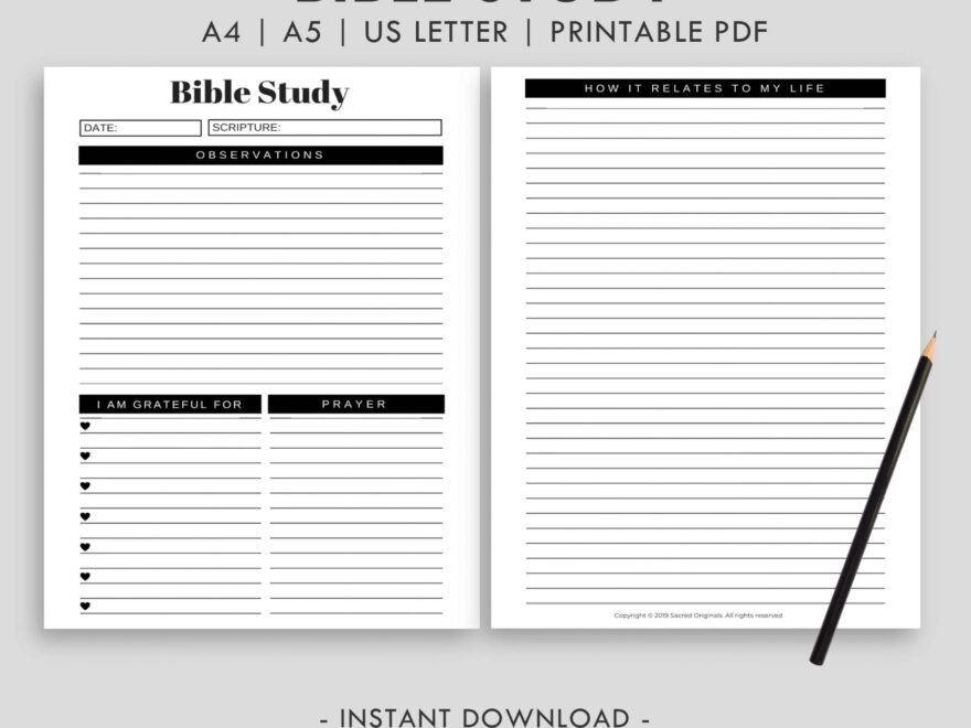Bible Study Planner Inserts Printable Sacred Originals