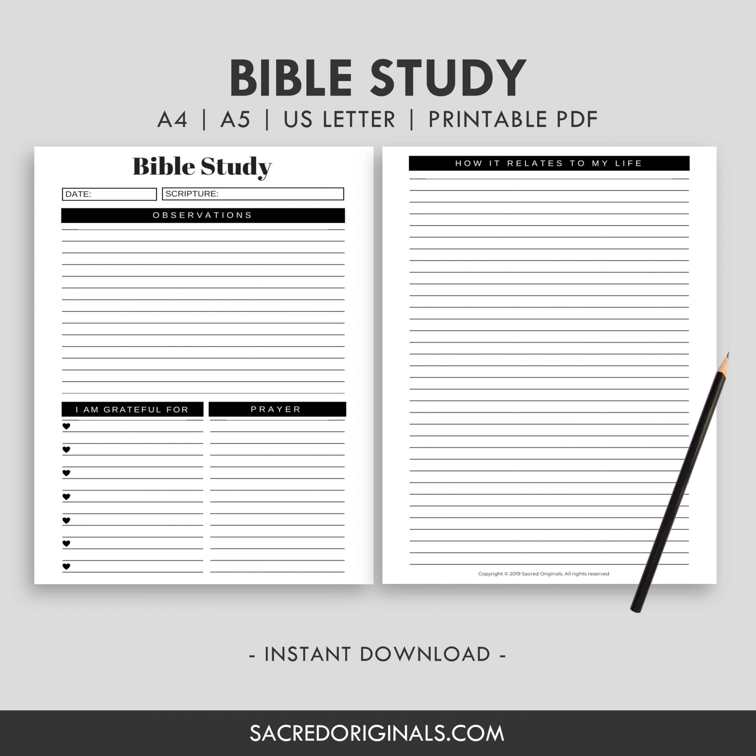 Bible Study Planner Inserts Printable Sacred Originals