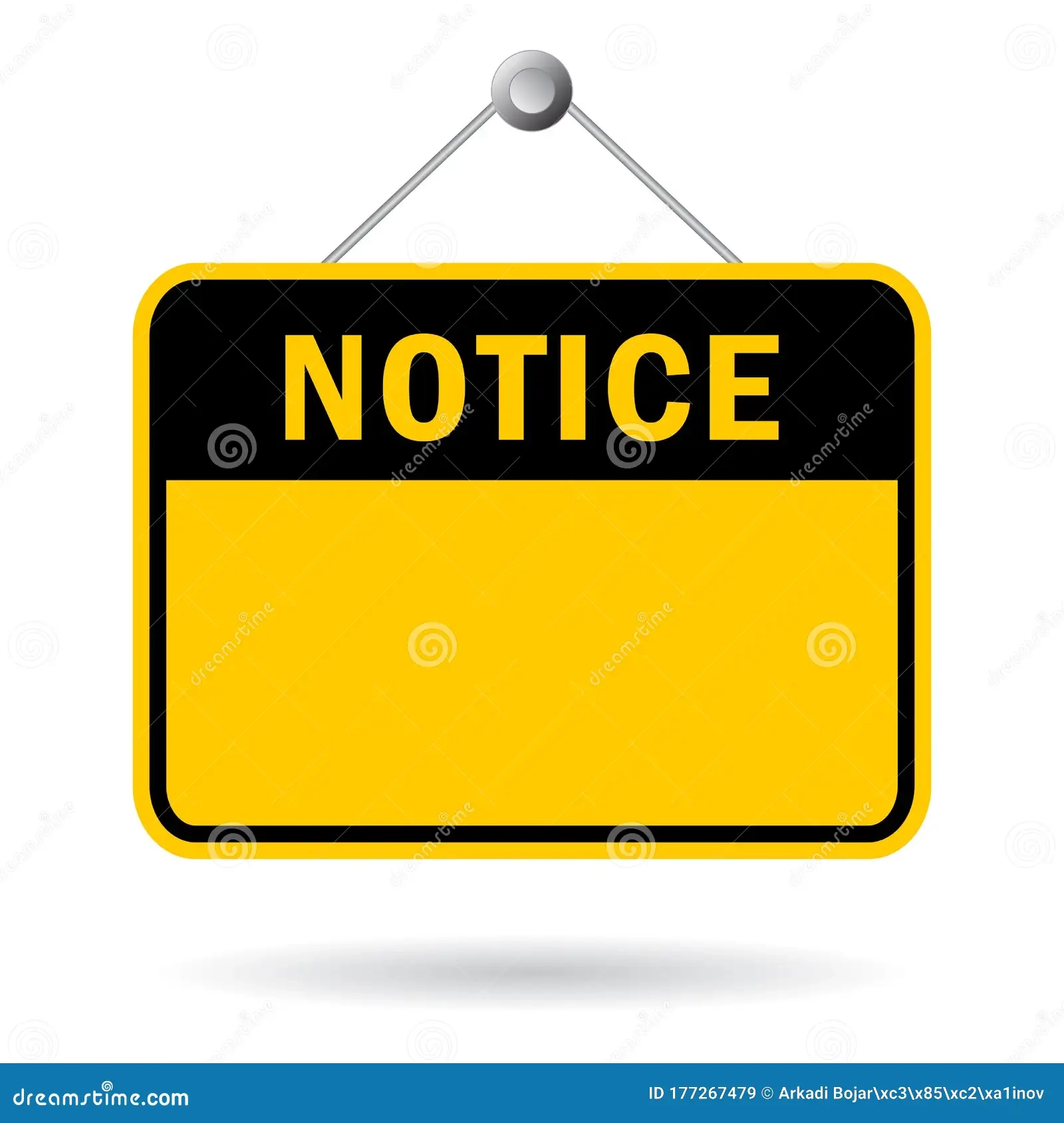 Blank Security Notice Yellow Board Stock Vector Illustration Of Area Hanging 177267479