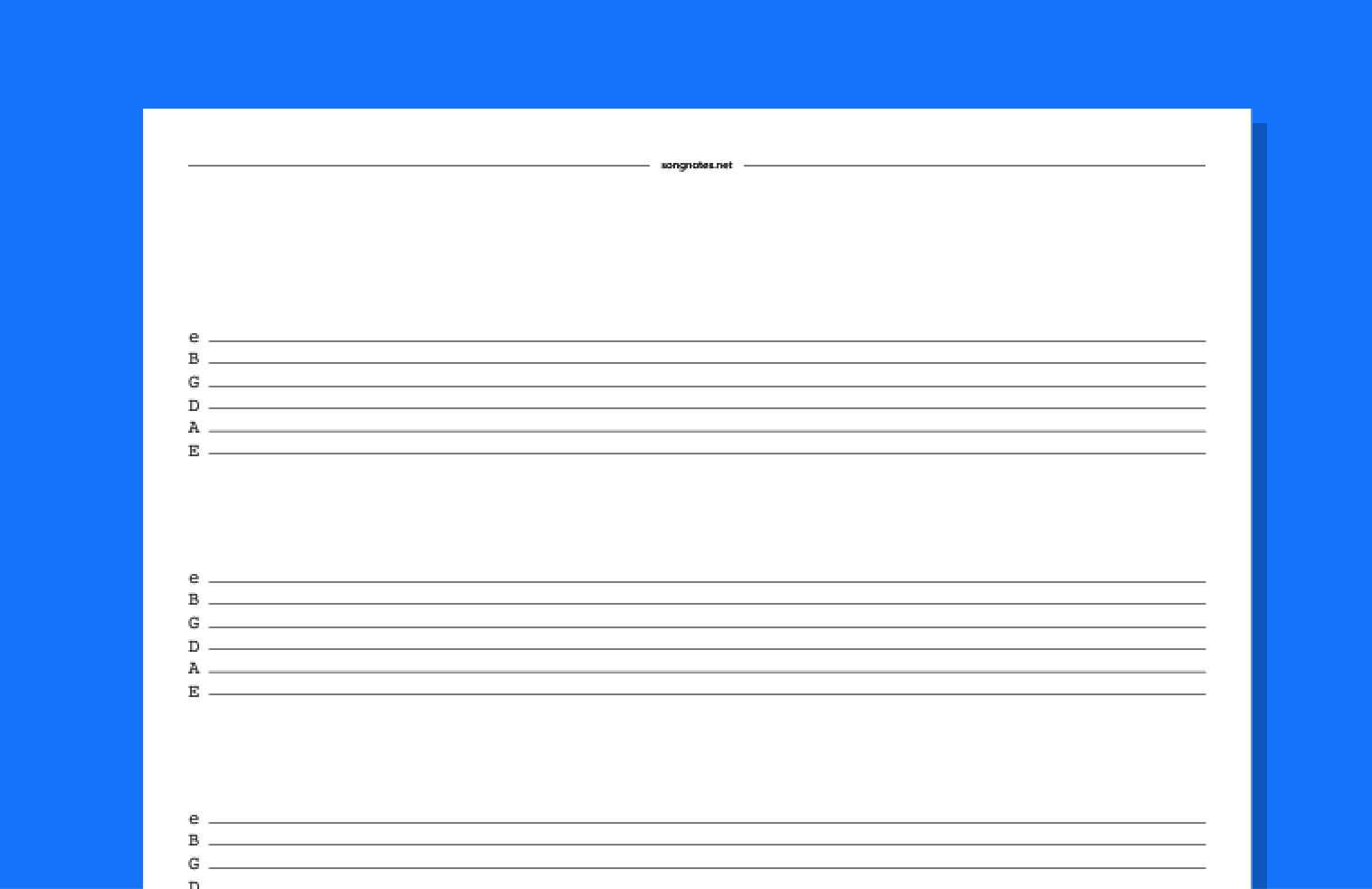 Printable Blank Guitar Sheet Music