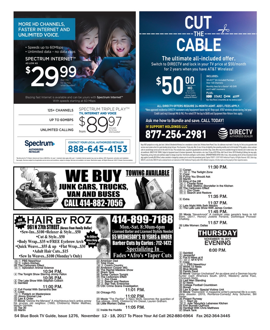 Blue Book Milwaukee ISSUE 1276 BLUE BOOK MILWAUKEE TV GUIDE Blue Book Milwaukee ISSUE 1276 BLUE BOOK MILWAUKEE TV GUIDE