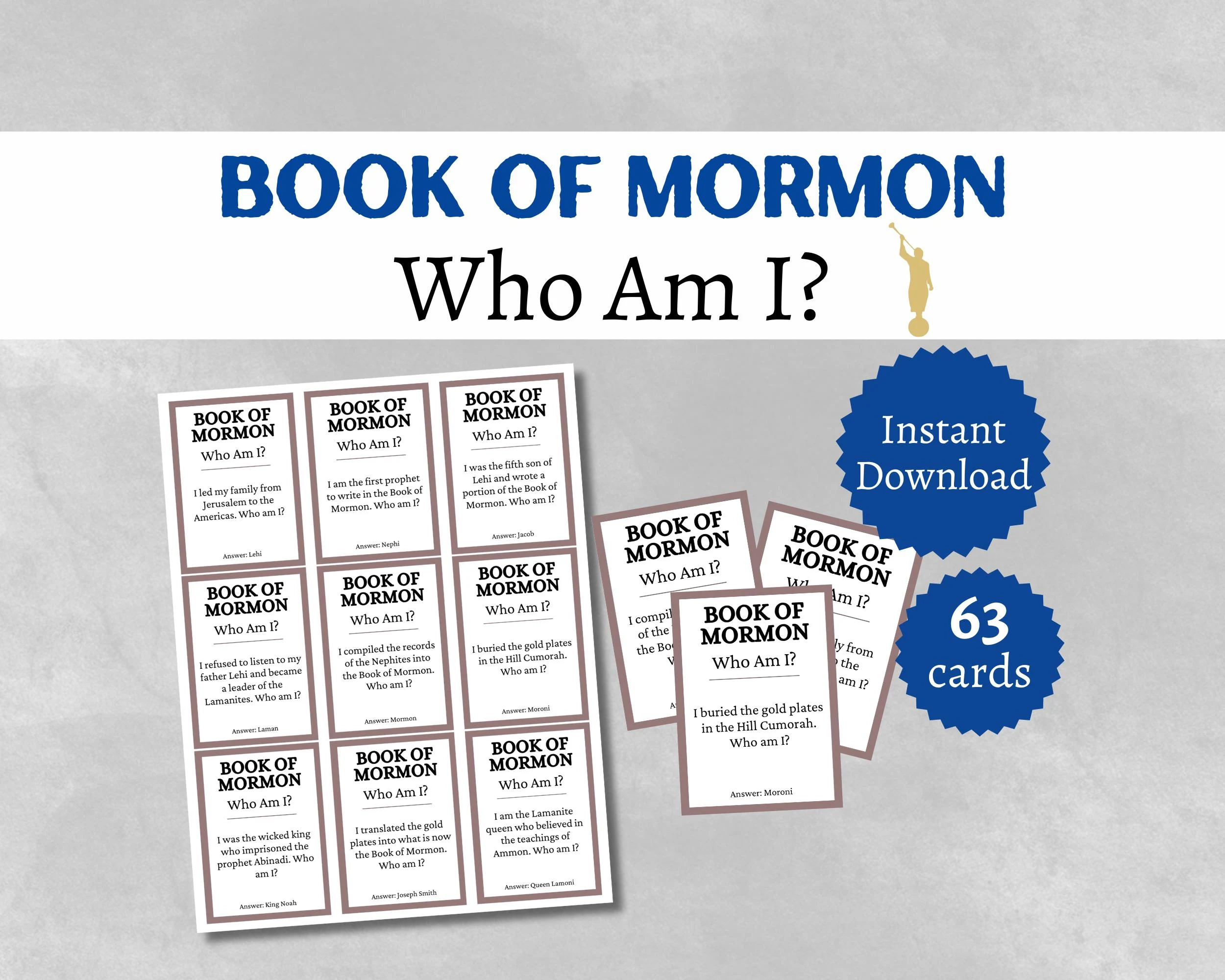 Book Of Mormon Who Am I Trivia Cards Printable Latter day Saints Party Game LDS Church Activity For Kids Teens And Adults Etsy