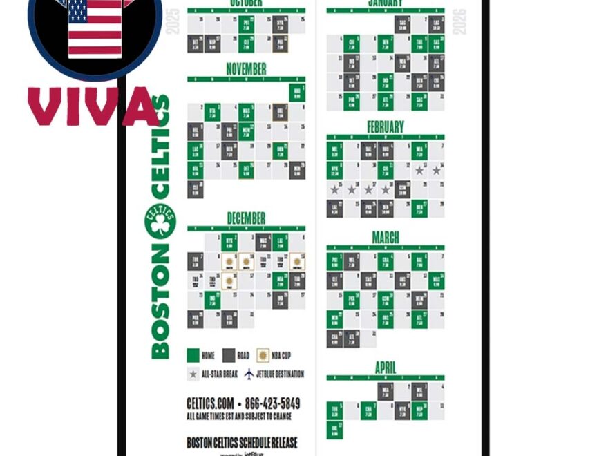 Boston Celtics NBA Season 2025 2026 Schedule Home Decor Poster Canvas Vivateeca