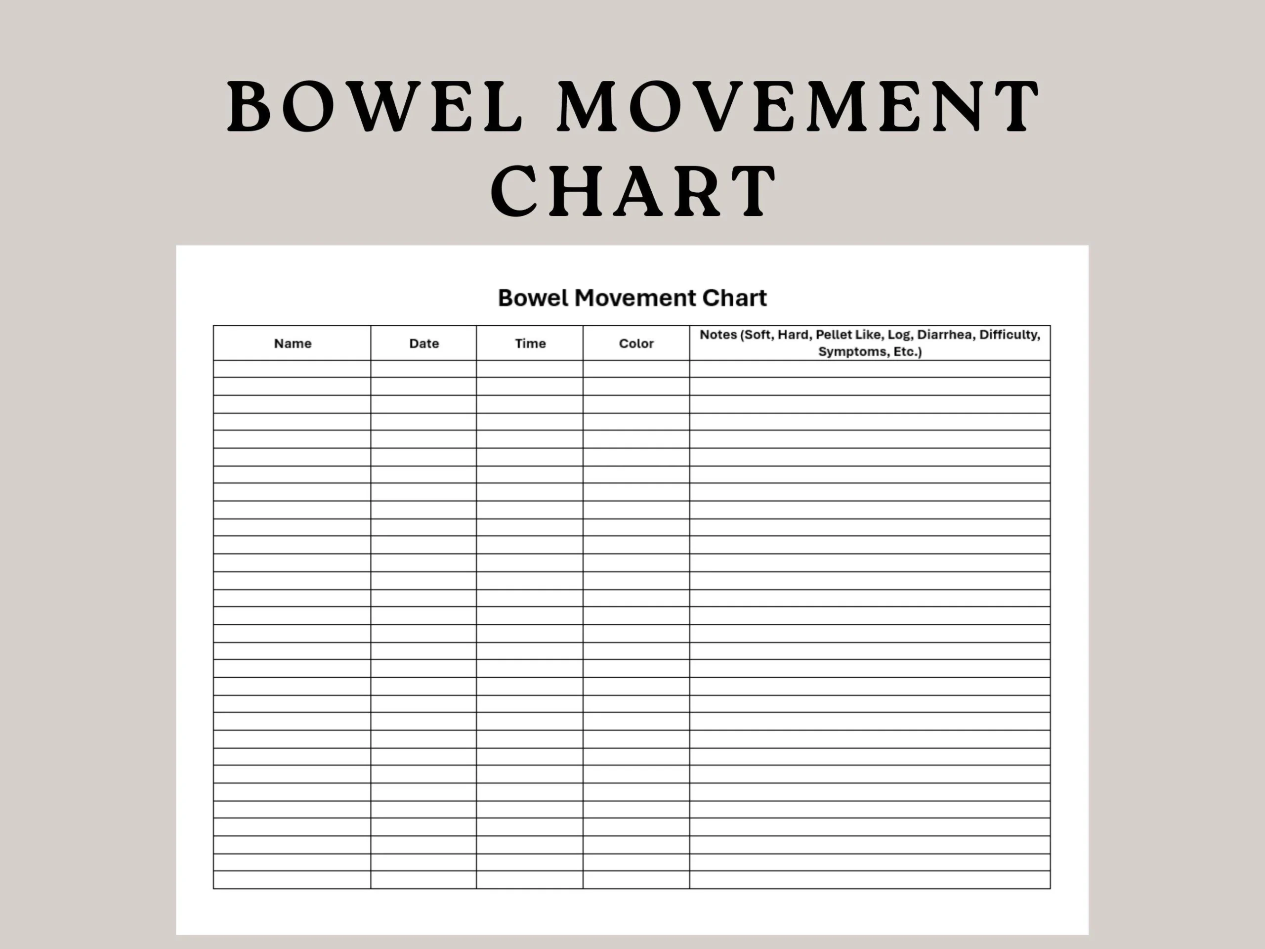 Free Printable Bowel Movement Record Chart