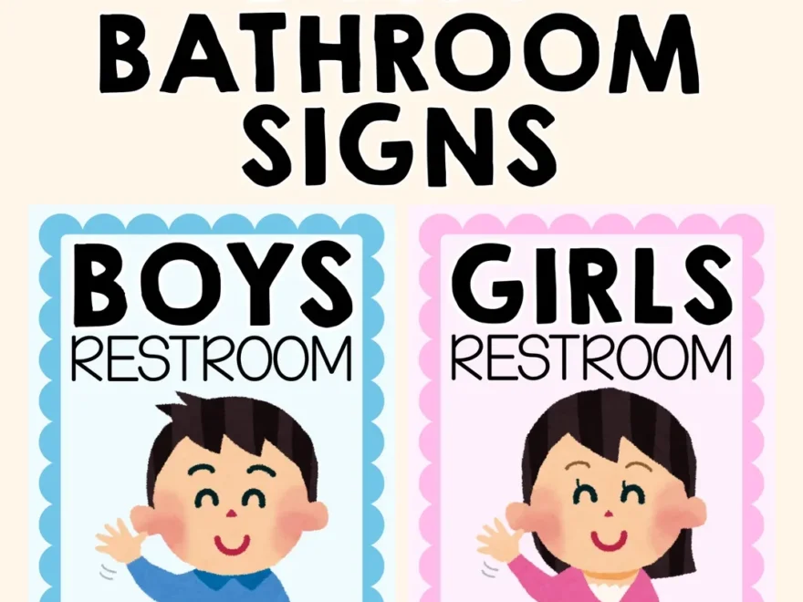 Boys And Girls Restroom Signs Printable Bathroom Decor Classroom