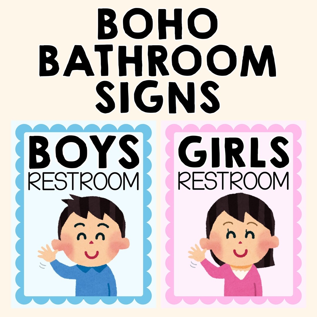 Boys And Girls Restroom Signs Printable Bathroom Decor Classroom Bathroom Signs Childcare Bathroom Signs Etsy