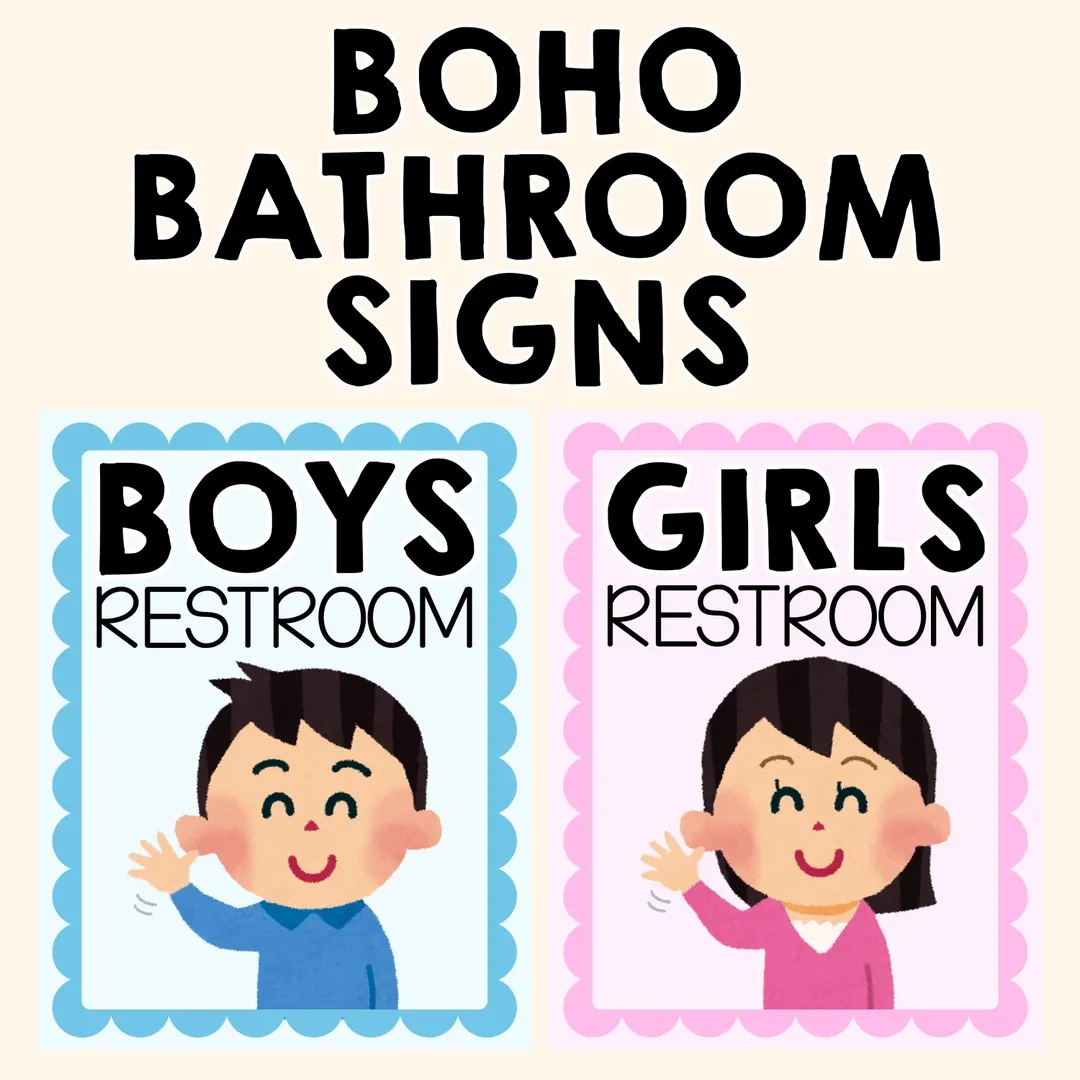 Boys And Girls Restroom Signs Printable Bathroom Decor Classroom 