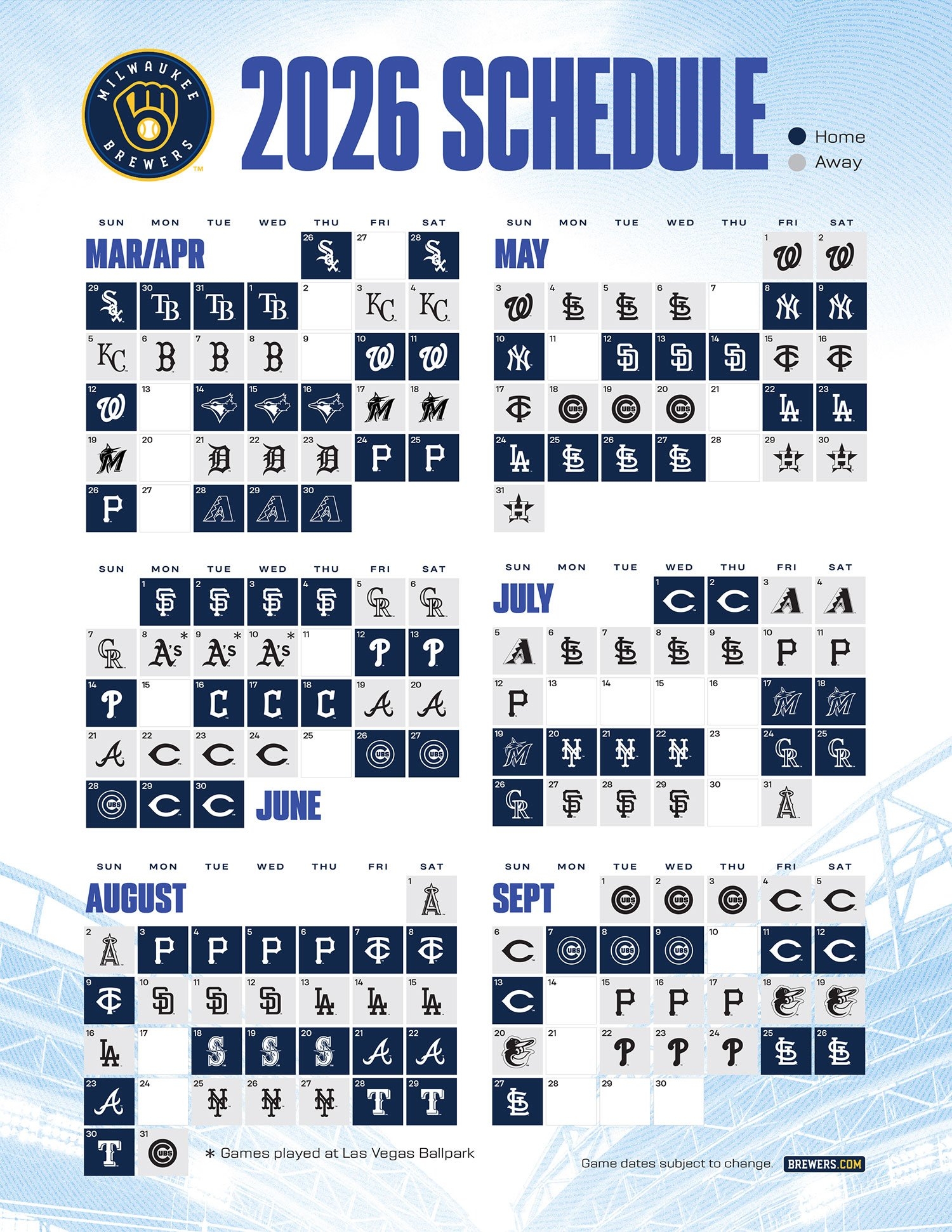 Brewers Announce 2026 Regular Season Schedule Milwaukee Record