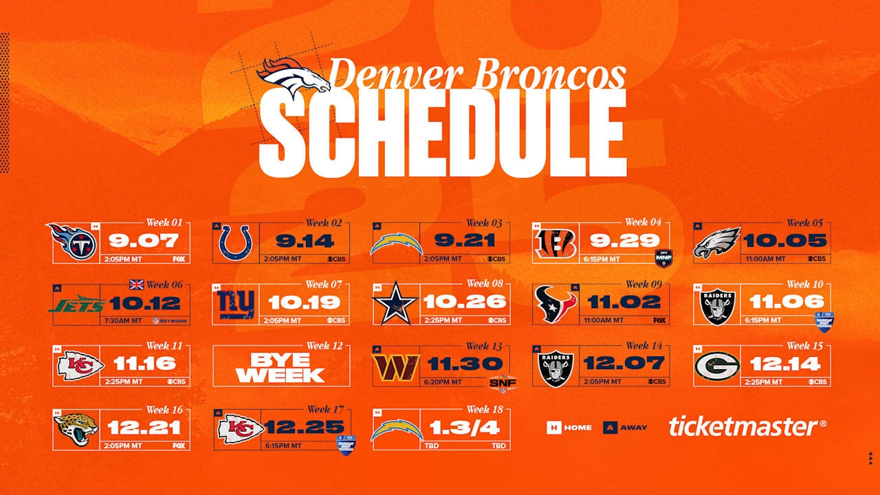 Broncos 2025 Schedule Announced Broncos 2025 Schedule Announced