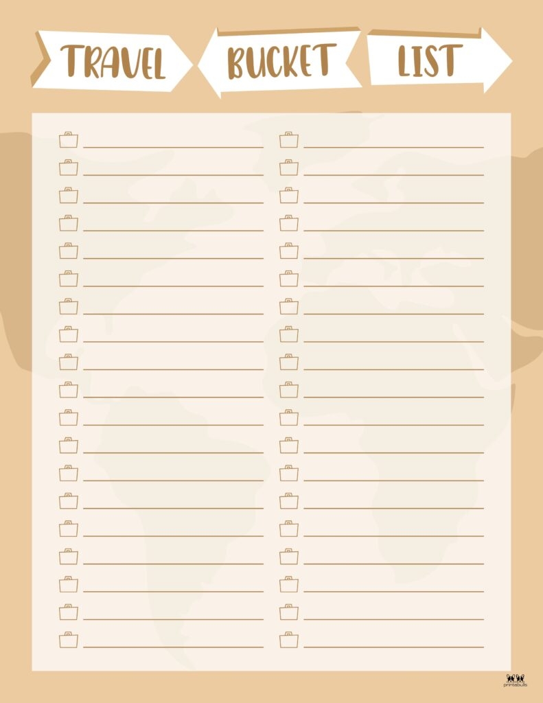 Printable Travel Bucket List