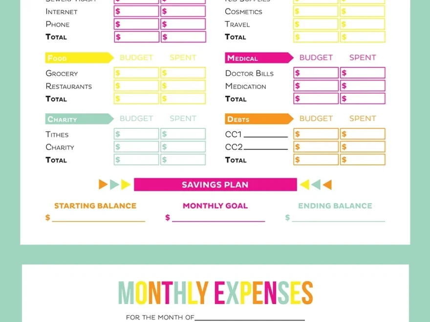 Budget Sheet Track Monthly Finances Using FREE Printables