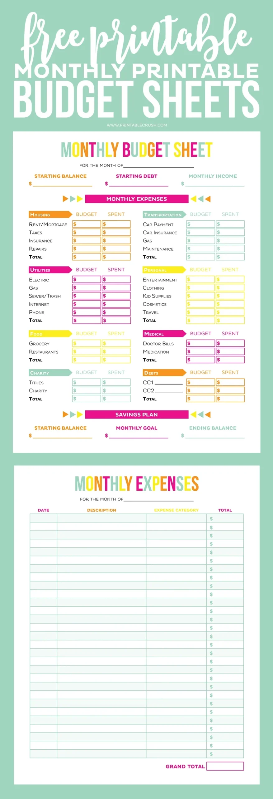 Budget Sheet Track Monthly Finances Using FREE Printables