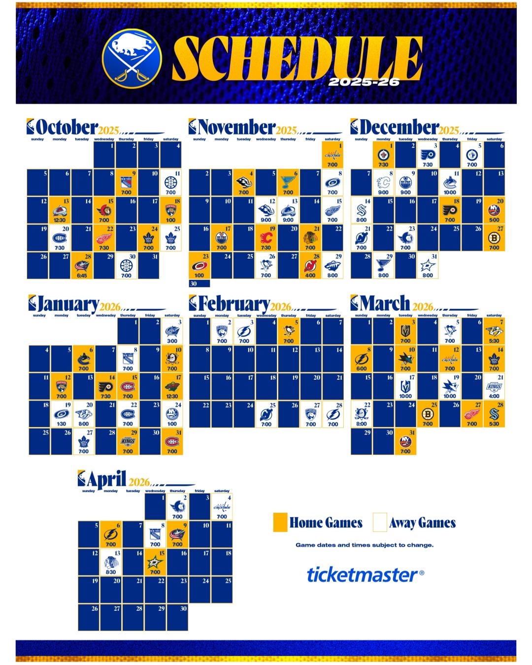 Buffalo Sabres 2025 2026 Full Schedule R sabres Buffalo Sabres 2025 2026 Full Schedule R sabres