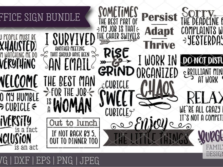 BUNDLE Office Signs Cut Files amp amp Printables By Burgess