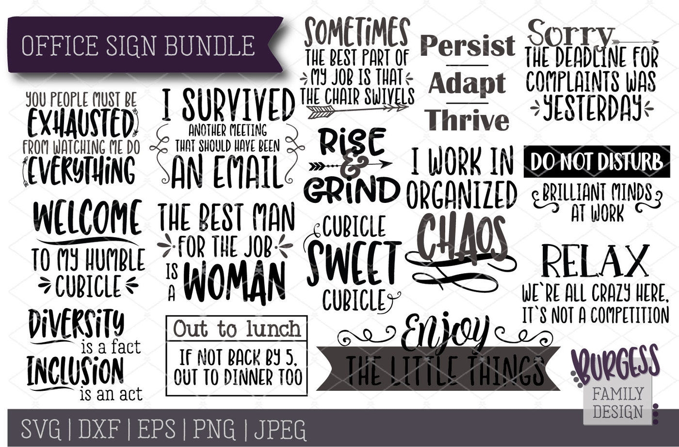 BUNDLE Office Signs Cut Files amp amp Printables By Burgess 