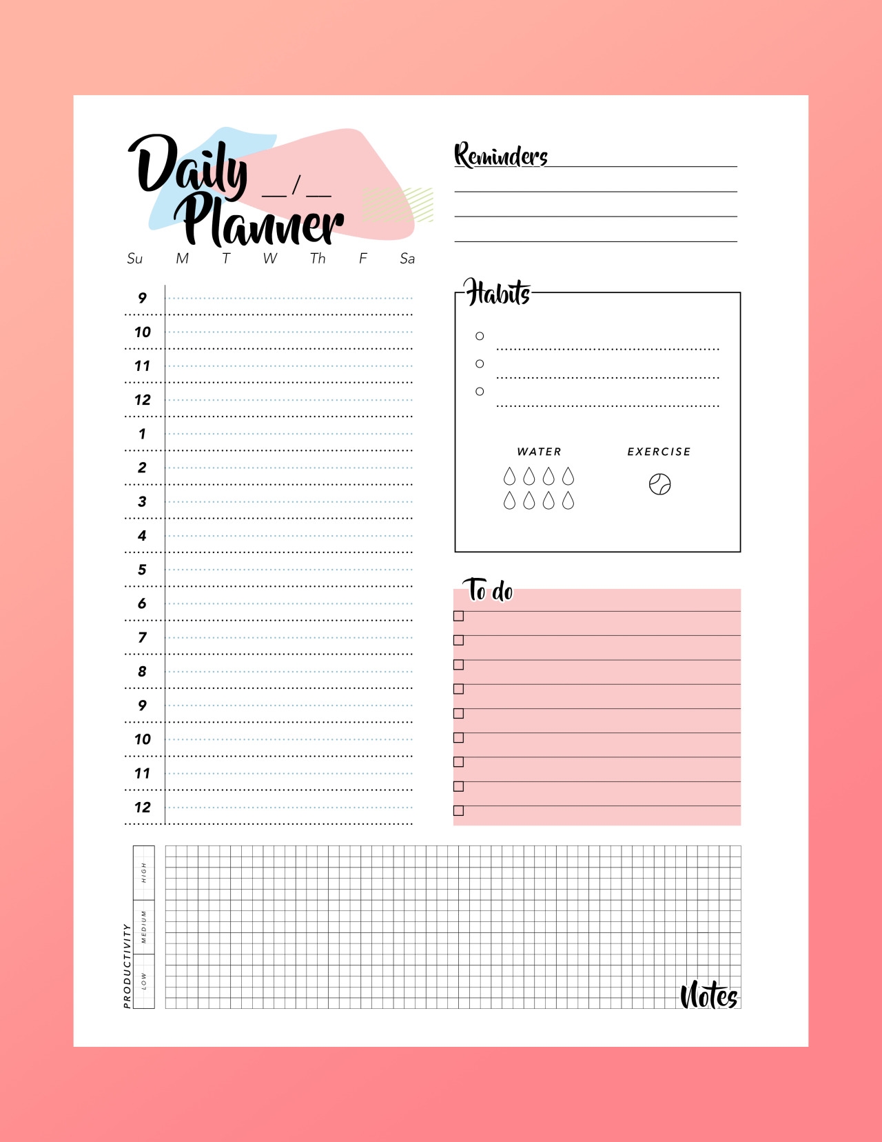 Cofene Daily Planner Printable Cofene Daily Planner Printable