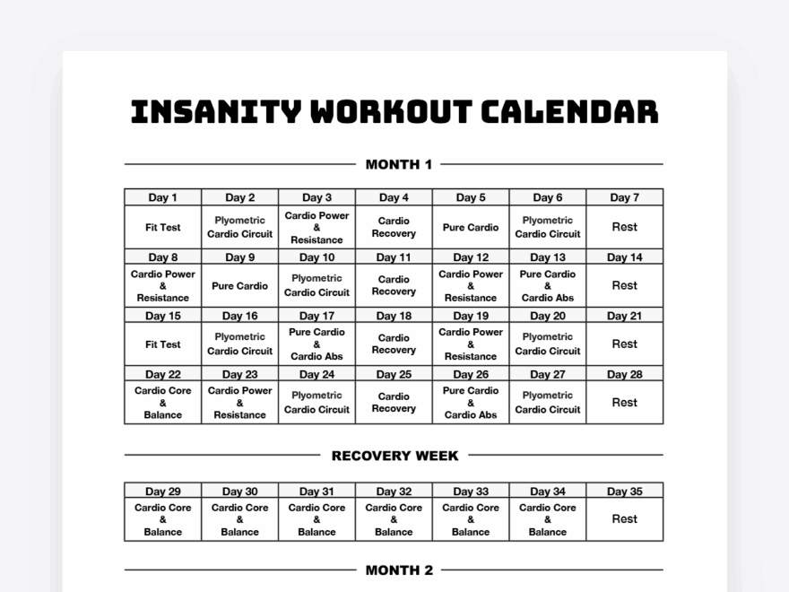 Calendar Apps For Insanity Workout Calendar Tricks