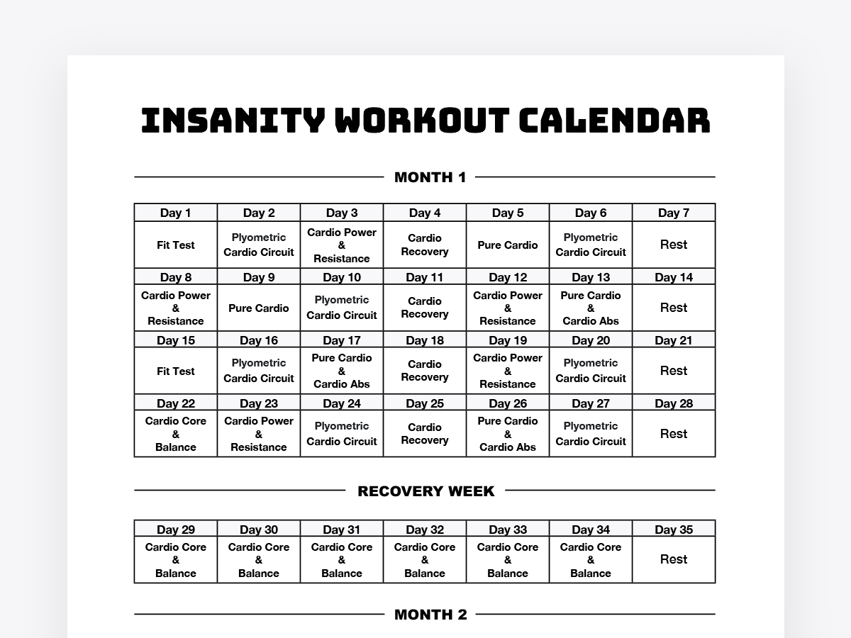 Calendar Apps For Insanity Workout Calendar Tricks