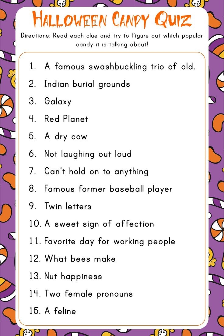 Candy Quiz 13 Free PDF Printables Printablee