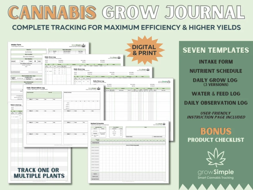 Cannabis Grow Journal Log With 7 Templates Daily amp Weekly