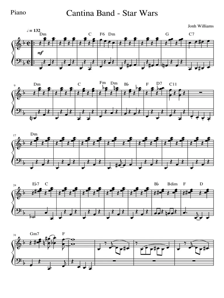 Cantina Band Star Wars Piano PDF