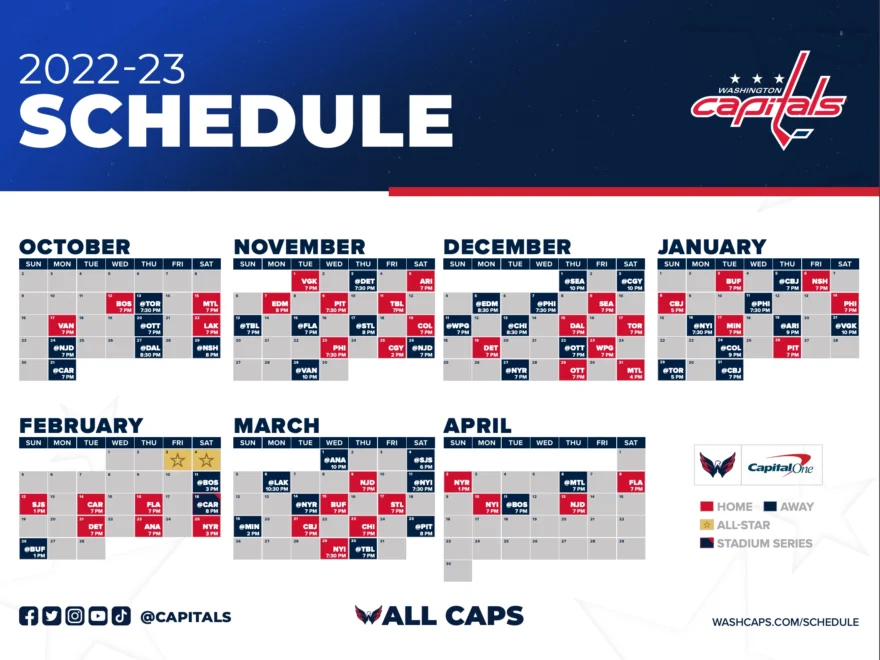 Capitals Announce 2022 23 Schedule