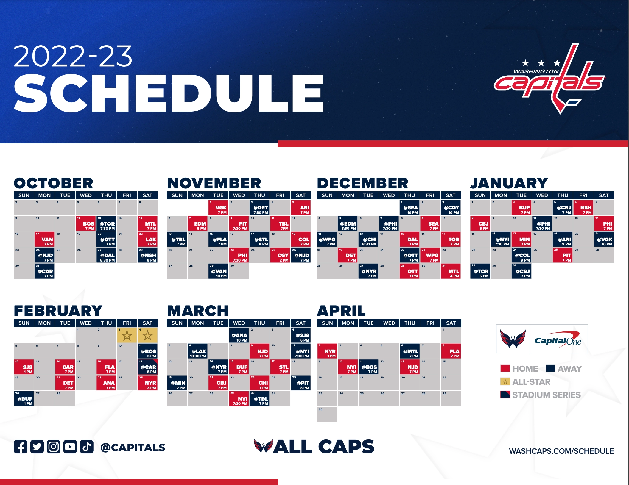 Capitals Announce 2022 23 Schedule Capitals Announce 2022 23 Schedule