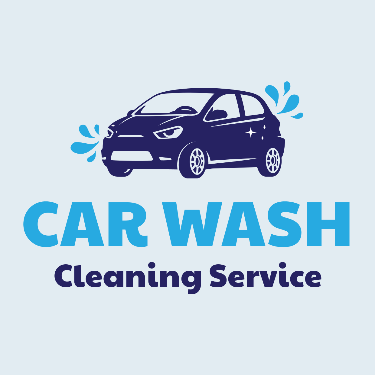 Car Icon With Splashes Of Water Car Wash Template Square Signs