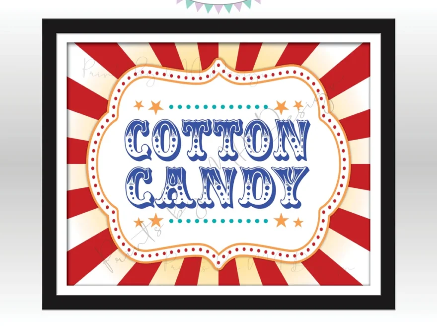 Carnival Cotton Candy Sign Circus Cotton Candy Station Carnival Them PRINTSbyMAdesign