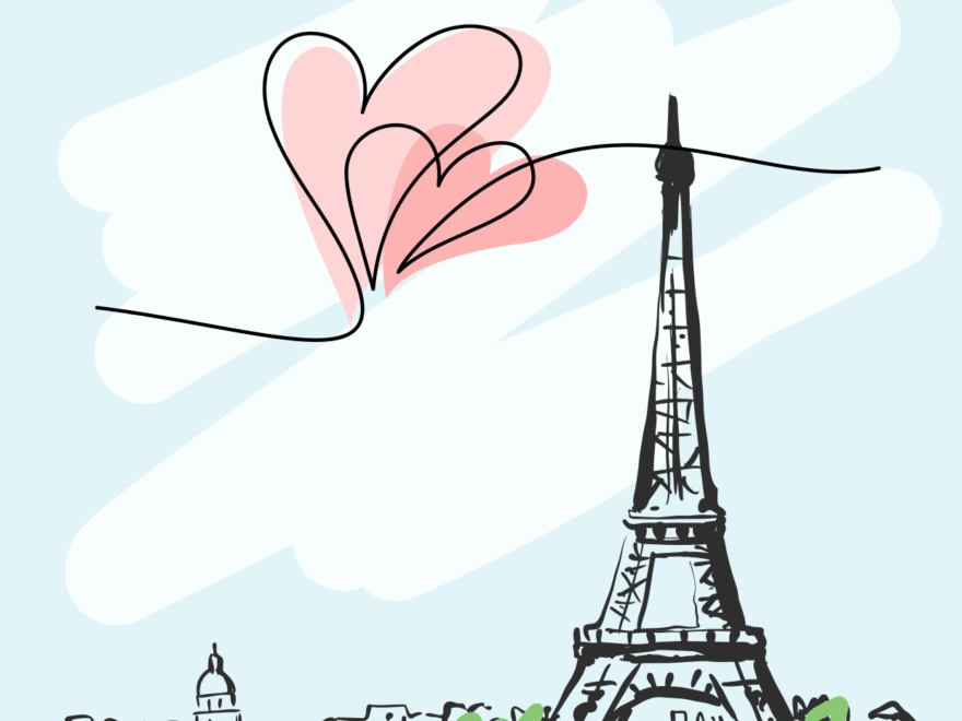 Cartooned Eiffel Tower Romantic Sign Template Square Signs