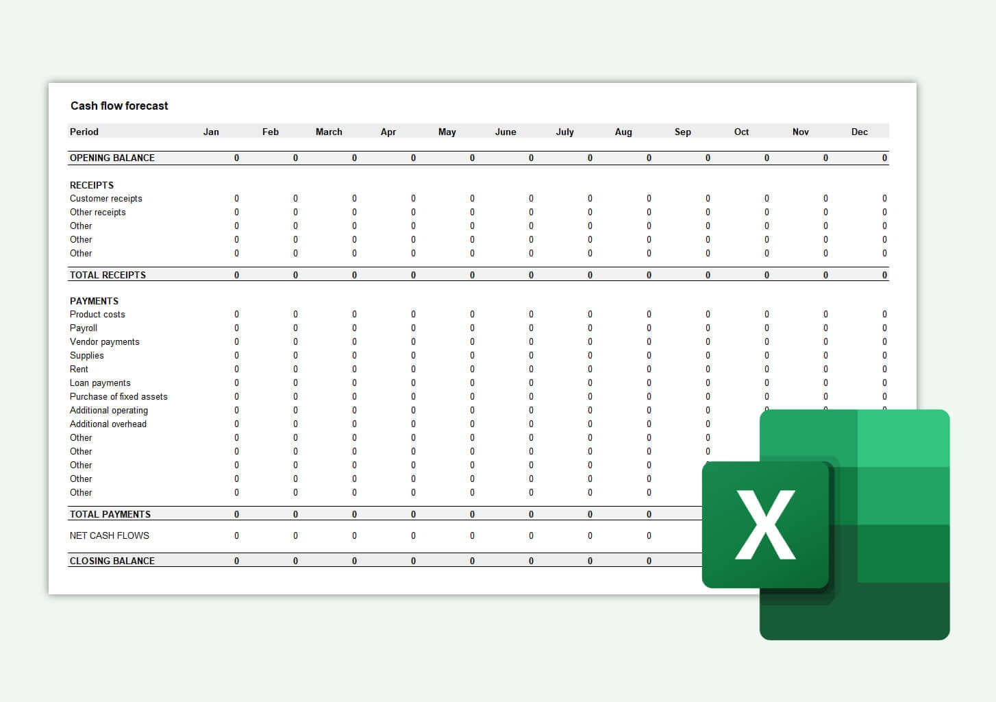 Printable Personal Cashflow Sheet Simple