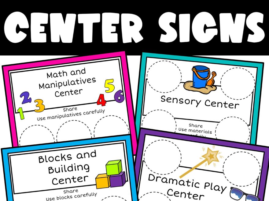 Center Signs For Preschool And Kindergarten Learning Centers Made By Teachers