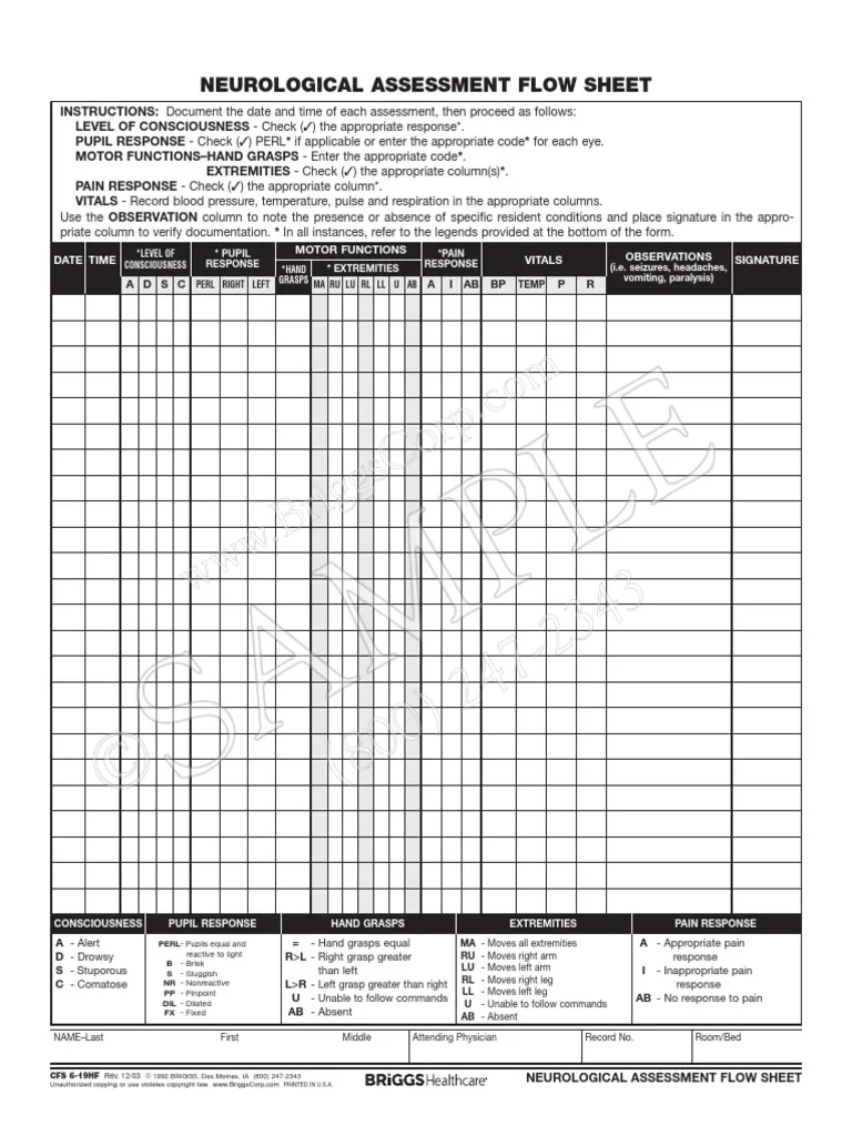 Neurosurgery Printable Work Sheet