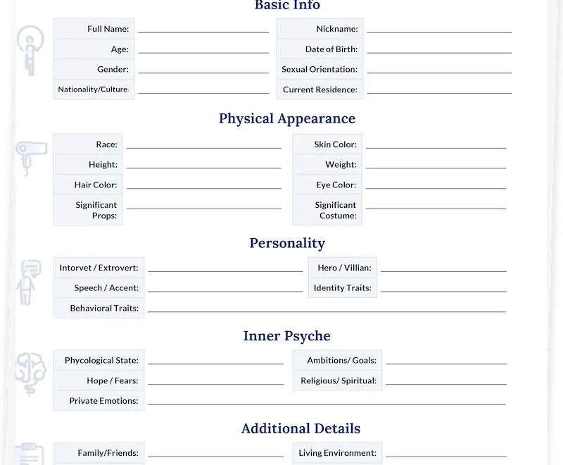 Character Profile Template For Filmmakers with A Free Download SetHero