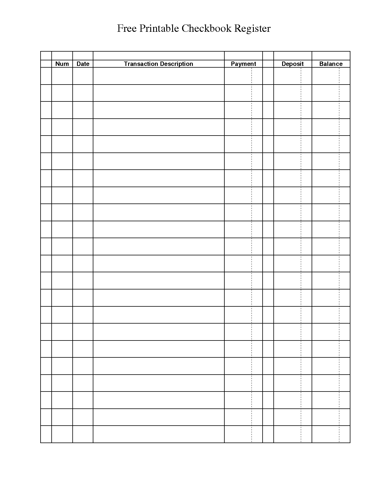 Checkbook Balance Sheets Printable