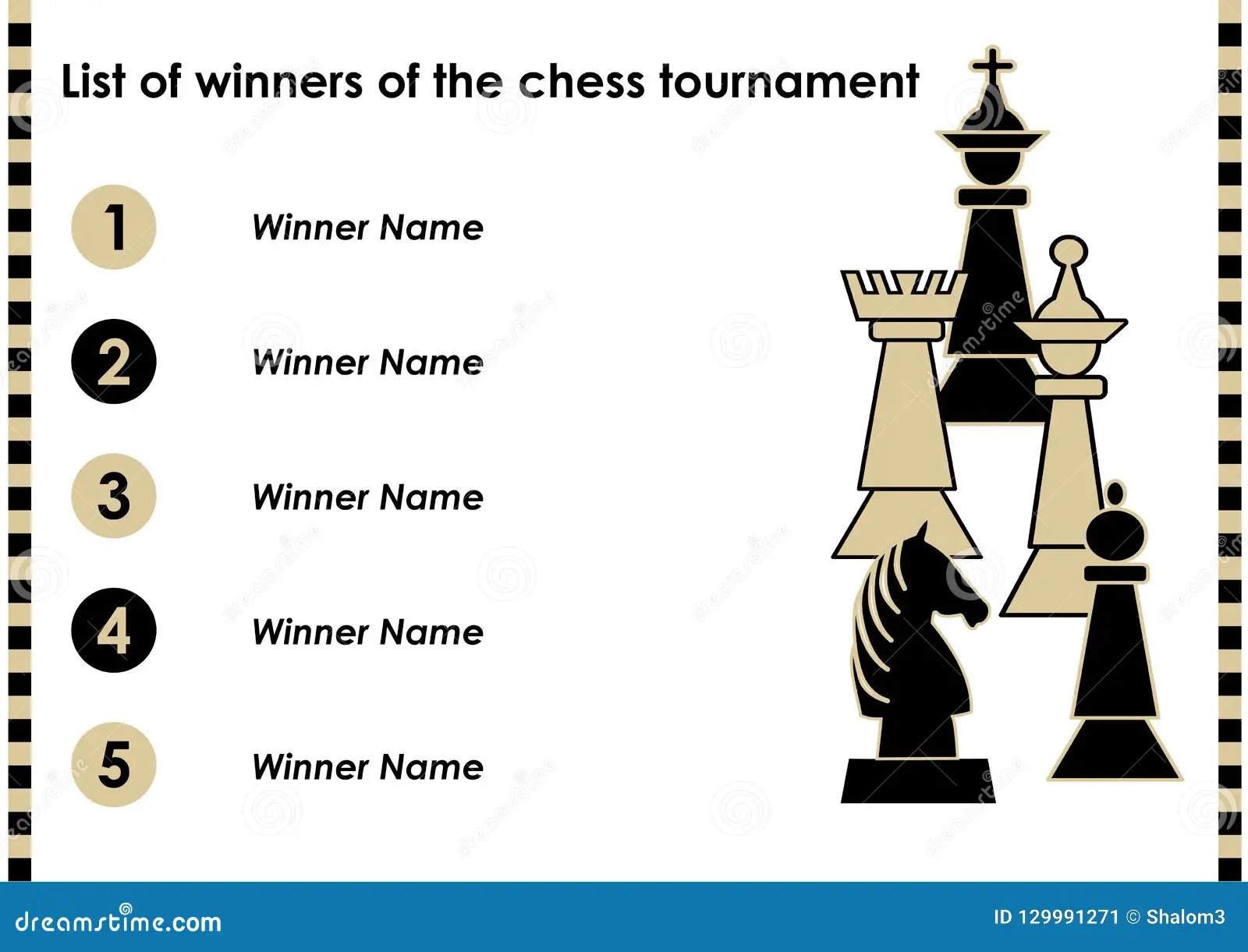 Chess Tournament Winner List With Chess Pieces Horizontal 