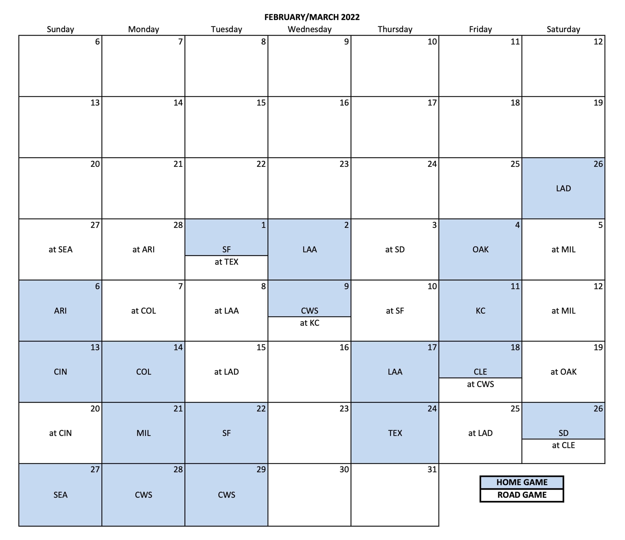 Nfl Printable Chicago Cubs Preseason Schedule